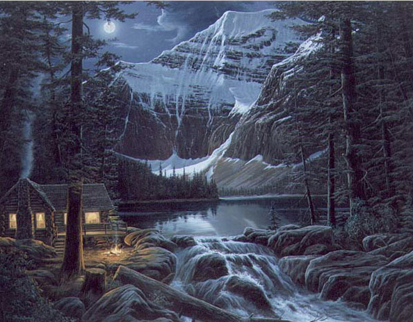 (image for) Handmade oil painting Copy paintings of famous artists Fred Buchwitz's Starlit Wilderness
